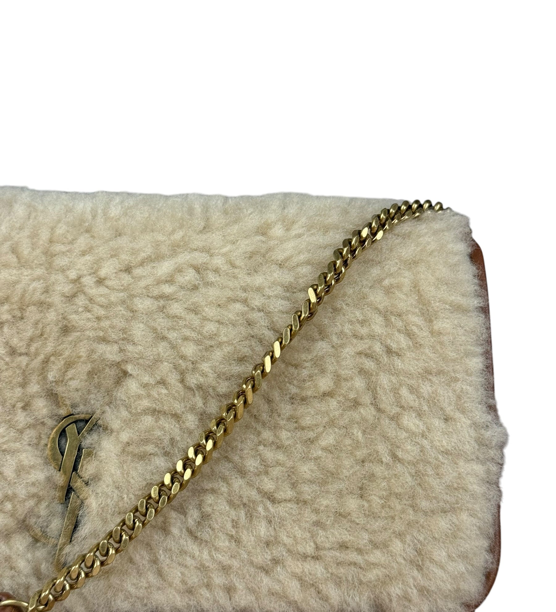Saint Laurent Shearling/Leather Mini Flap Shoulder Bag