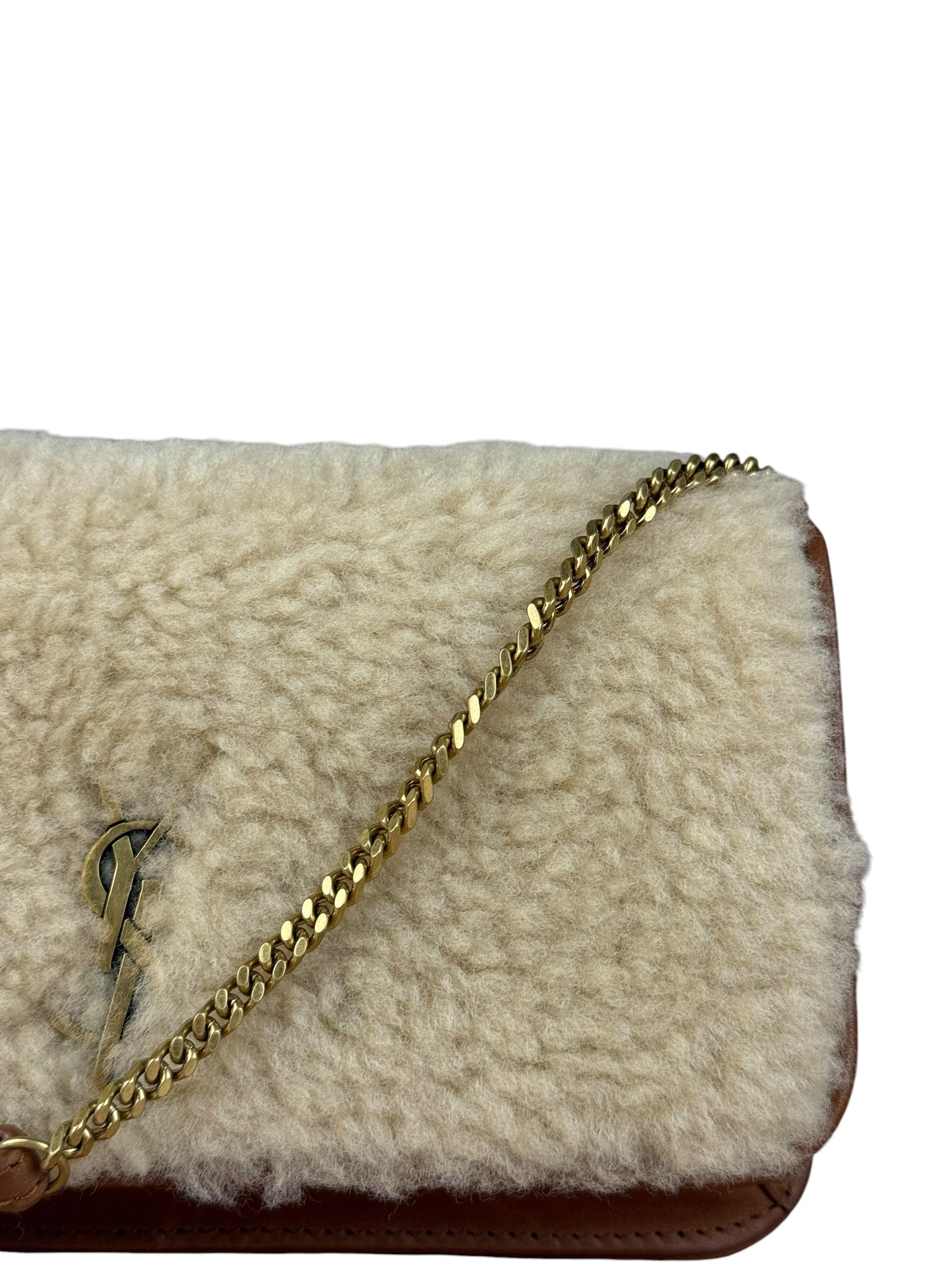 Saint Laurent Shearling/Leather Mini Flap Shoulder Bag