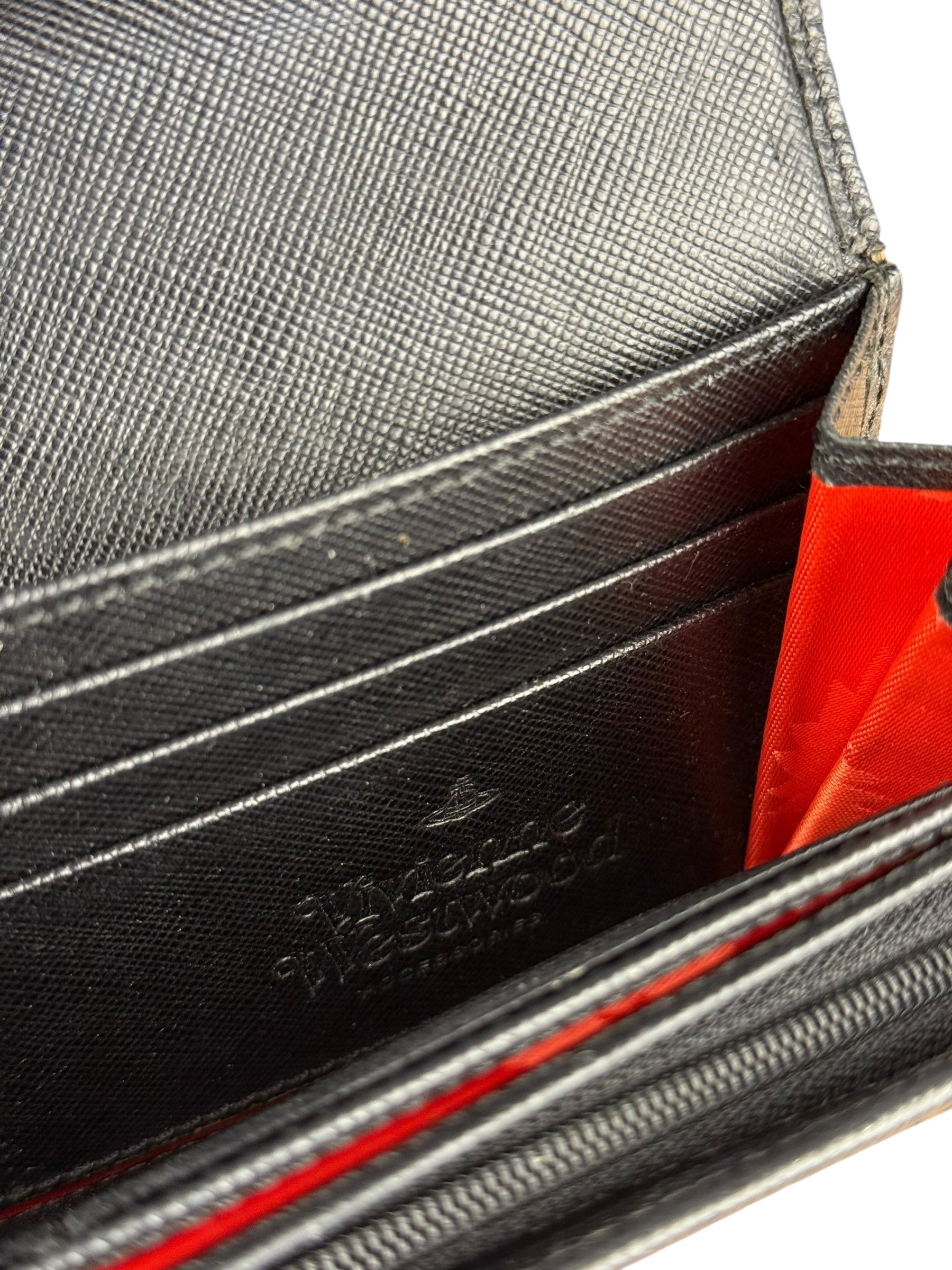 Vivienne Westwood Black Leather Emblem Long Wallet