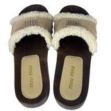 Miu Miu Suede Lining Dyed Sheep Fur Wooden Sandals