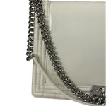 Chanel White Brushed Leather L Boy Bag 2012