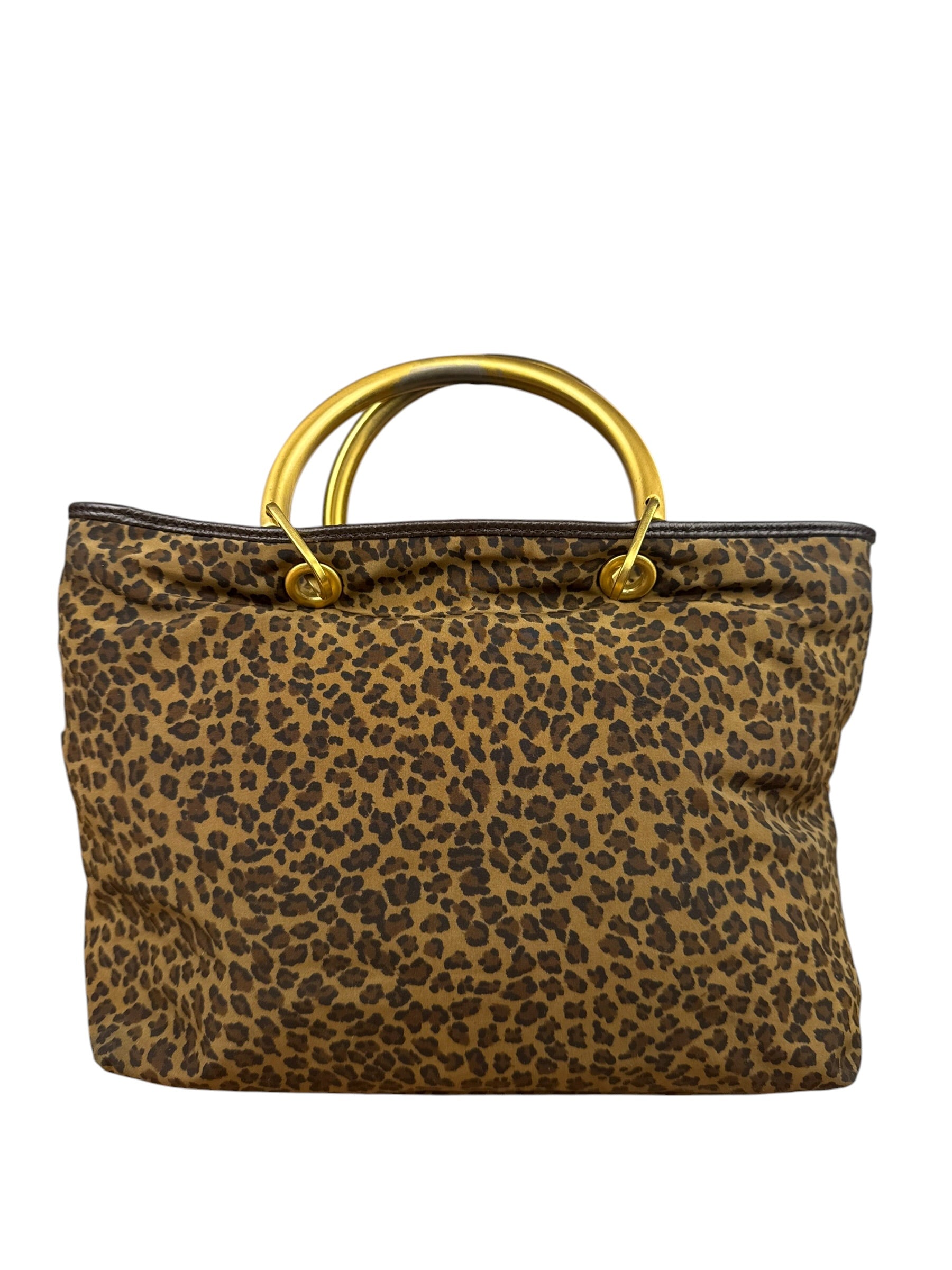 Bottega Veneta Nylon Leopard Print Handbag