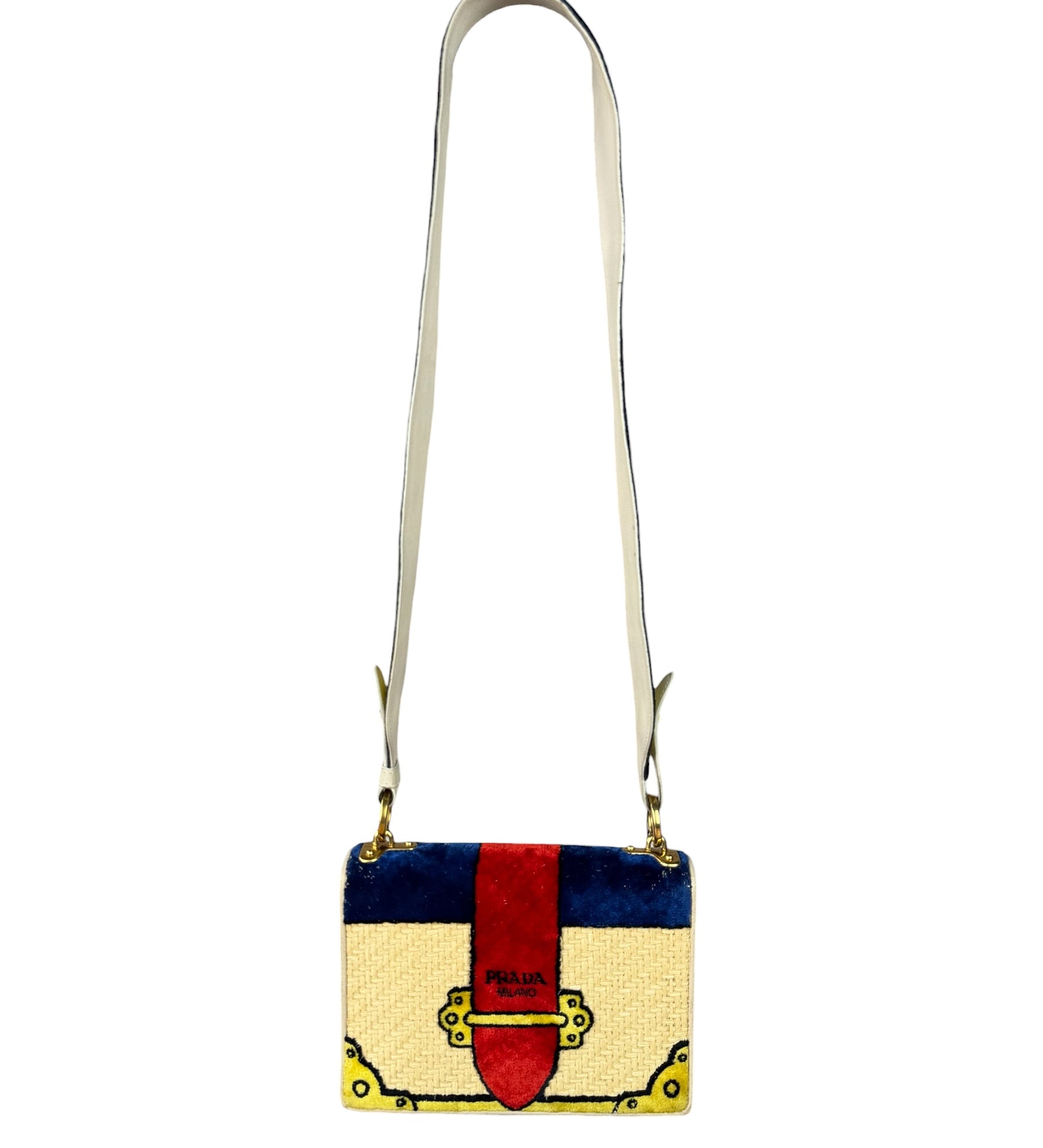 Prada Multicolor Velvet/Leather Trim Trompe L'oeil Cahier Crossbody Bag