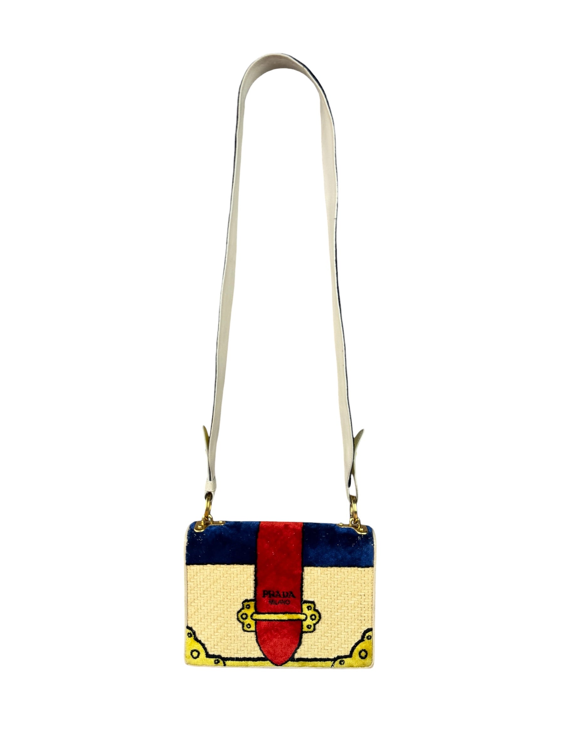 Prada Multicolor Velvet/Leather Trim Trompe L'oeil Cahier Crossbody Bag