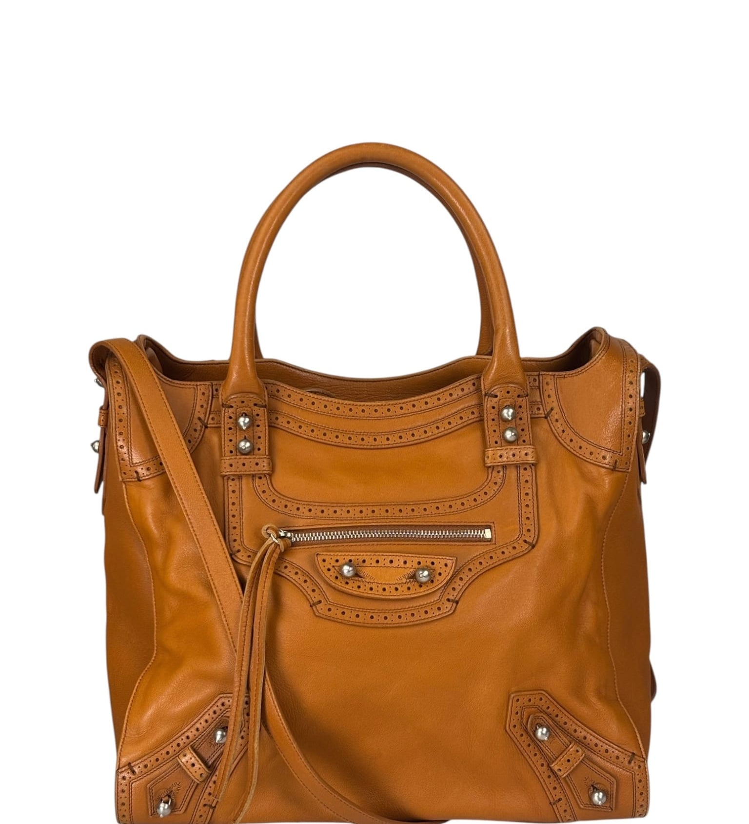 Balenciaga Brown Lambskin Riva Velo Two-Way Bag
