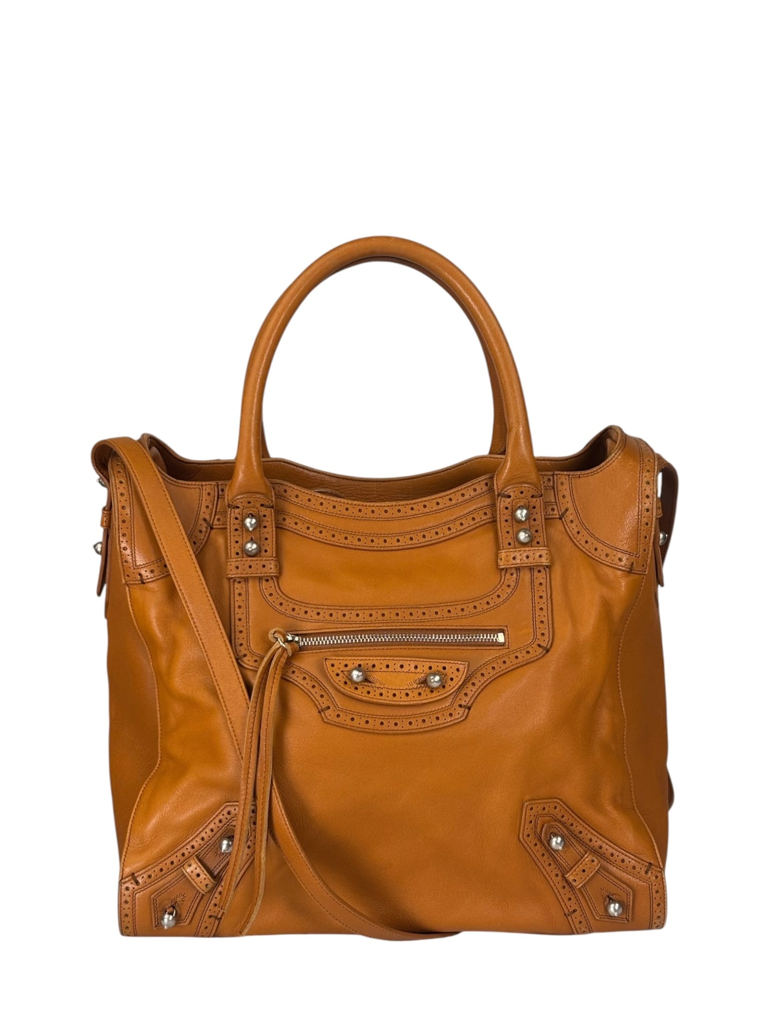 Balenciaga Brown Lambskin Riva Velo Two-Way Bag
