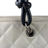 Chanel White Calfskin Quilted Python-Embossed Ligne Cambon Flat Tote Bag 2004
