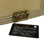 Chanel Beige Leather Boy Stingray Flap Bag 2013