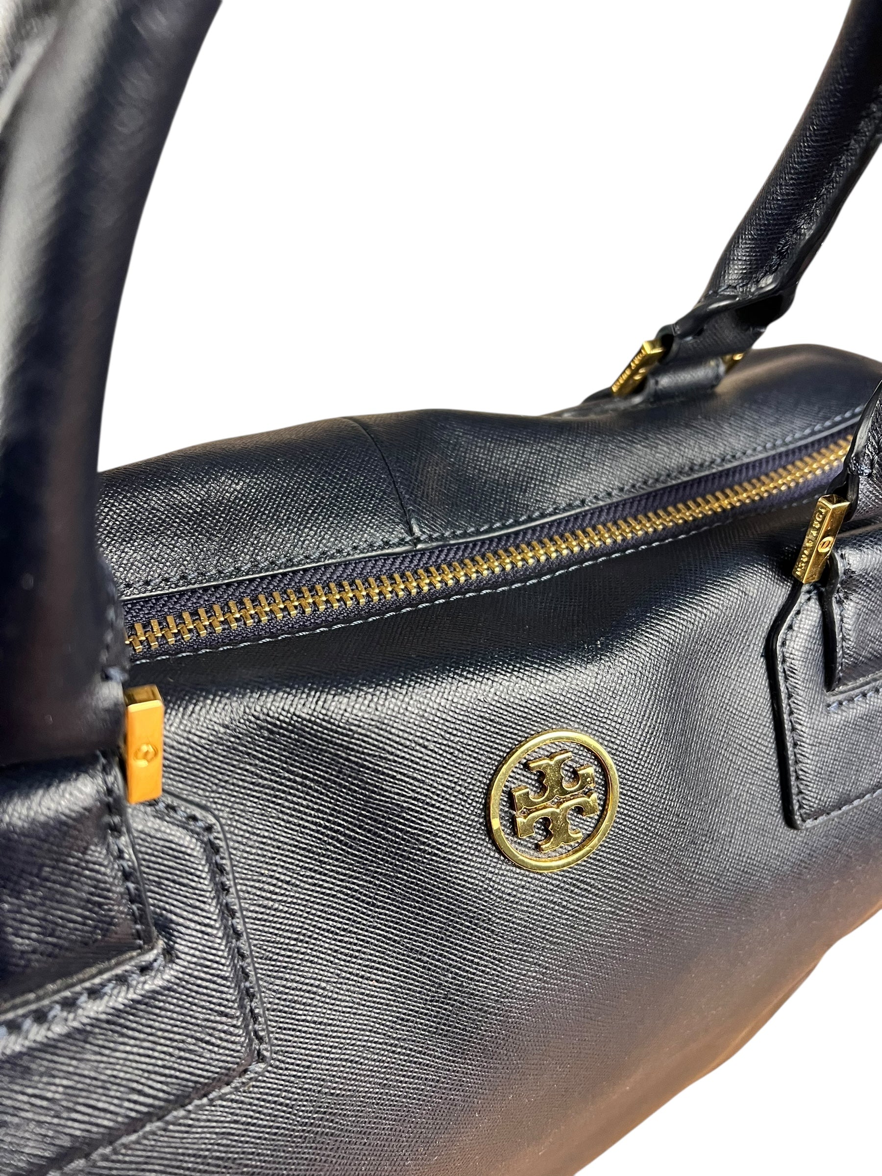 Tory Burch Saffiano Leather Navy Boston Bag