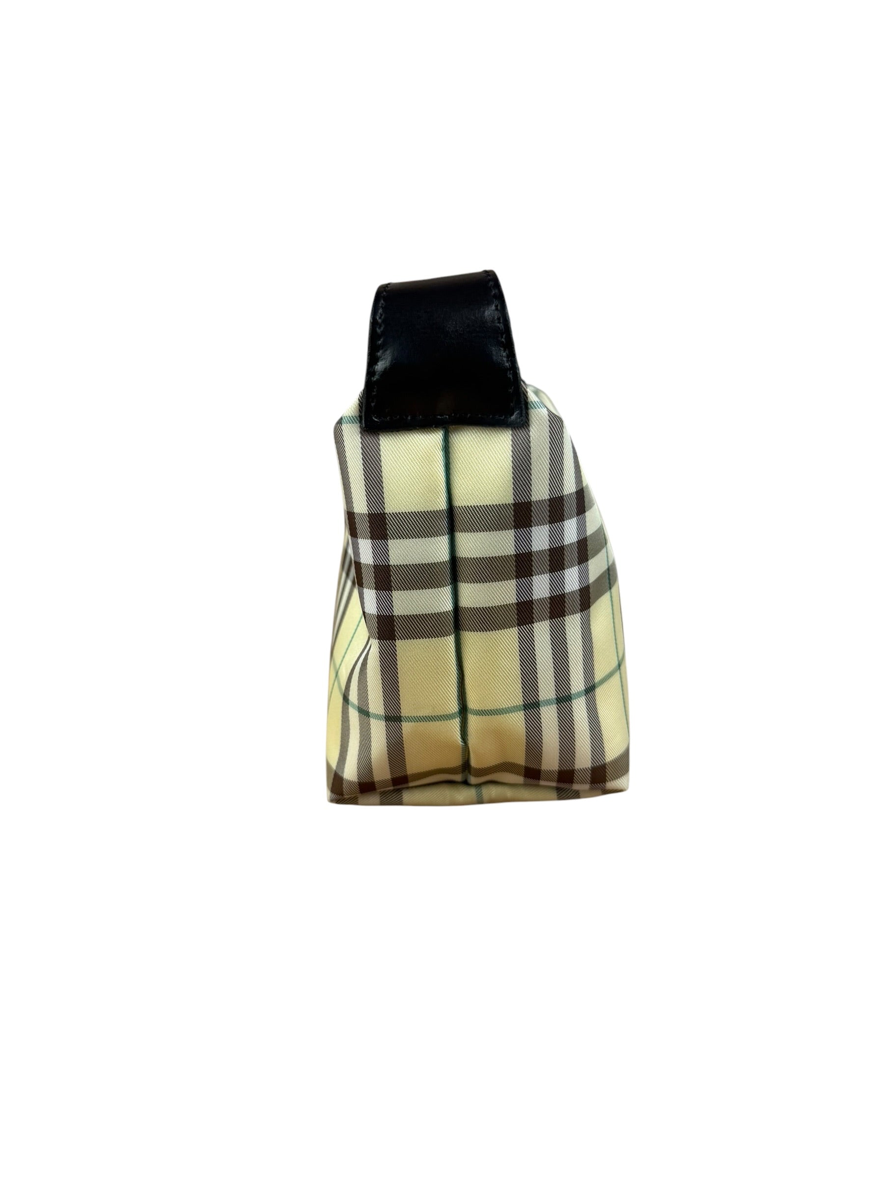 Burberry Multicolor Leather Trim House Check Top-Handle Pouch