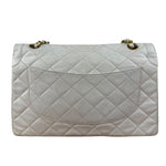 Chanel CC White Quilted Double Flap Bag 1988