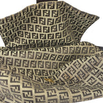 Fendi Brown Leather Trim Zucca Mamma Baguette