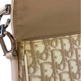 Christian Dior Beige Leather Trim Trotter Floral Embroidered Flap Bag