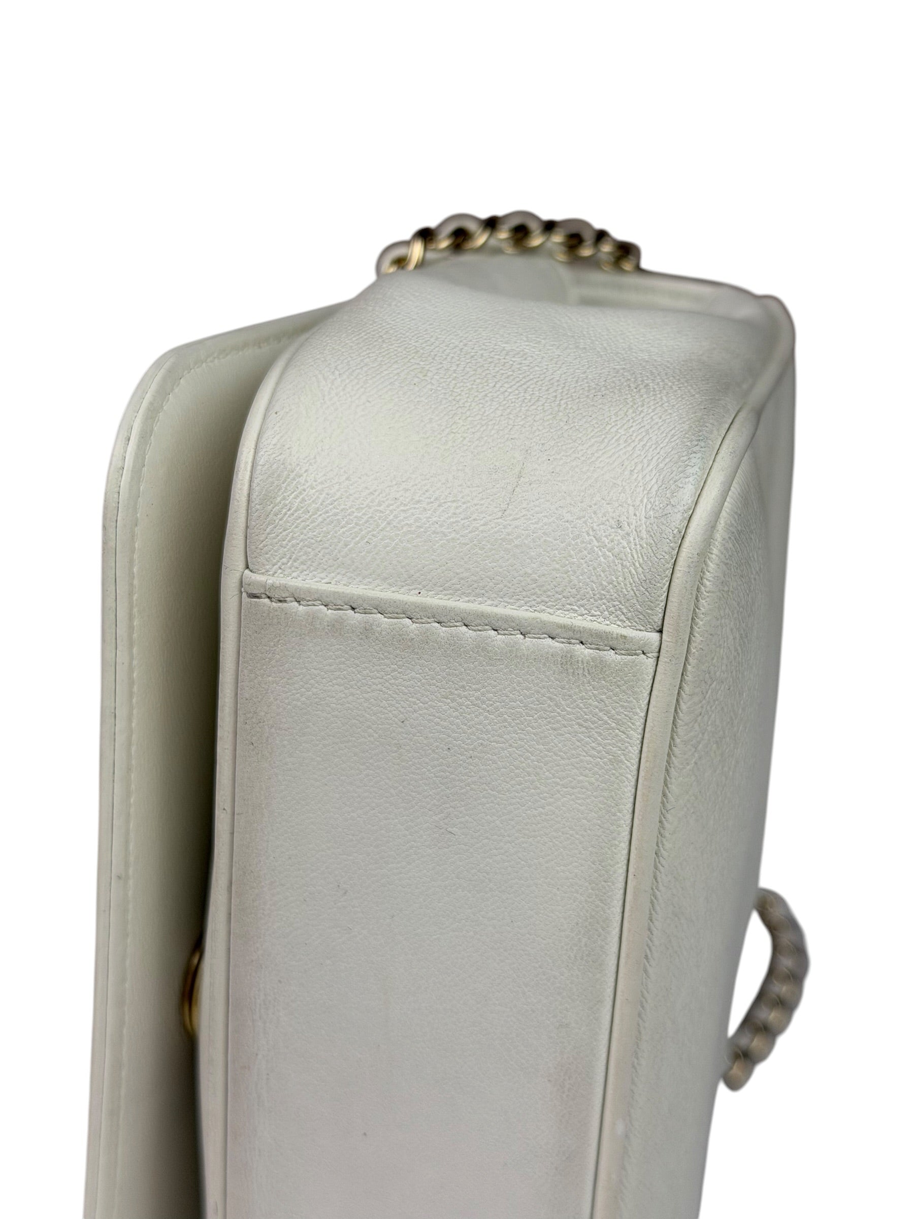 Chanel White Leather CC Mania Flap Bag 2019