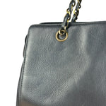 Chanel Black Leather Front Pocket Chain Tote 1998