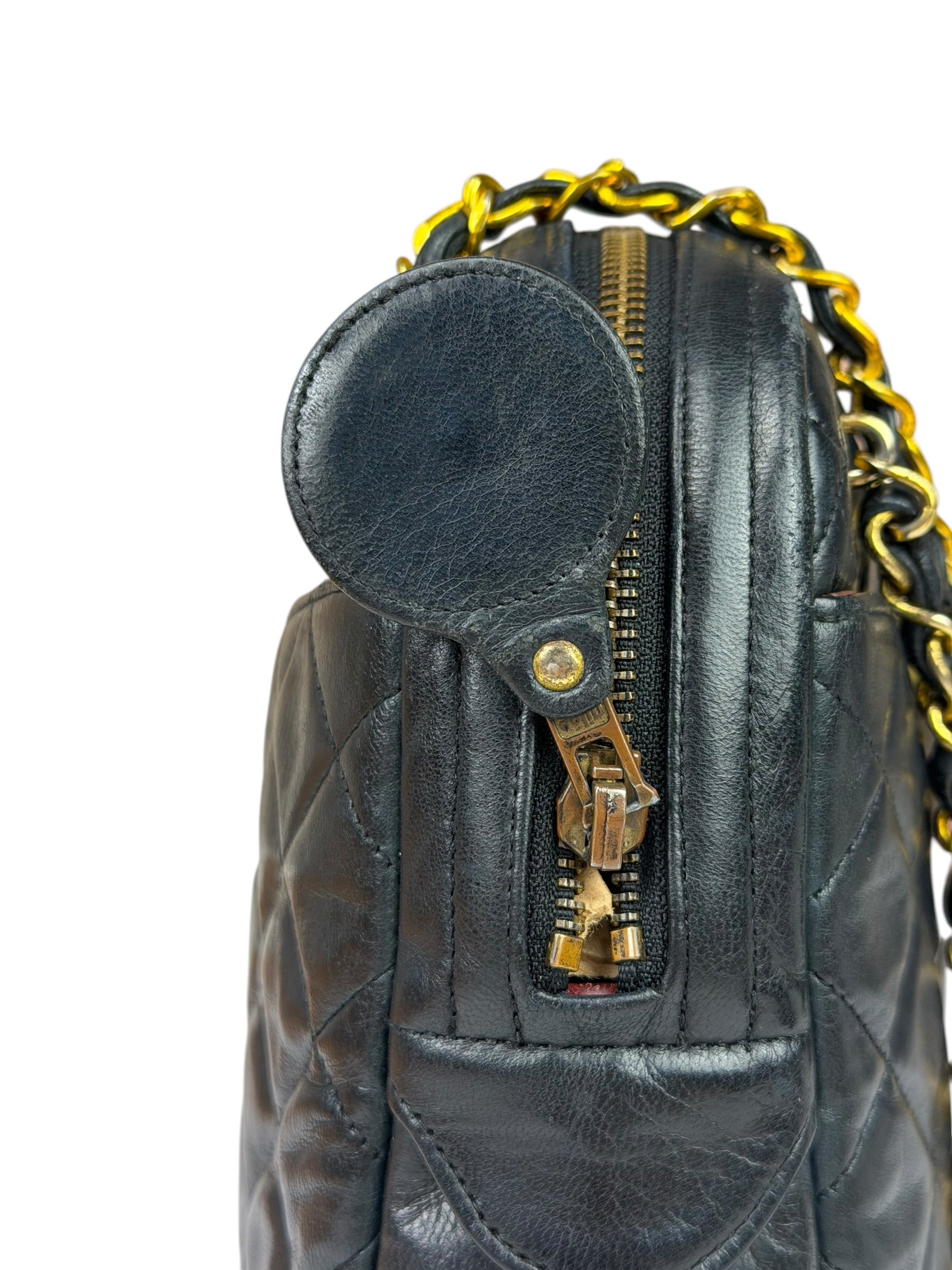 Chanel Black Quilted Lambskin Camera Bag 1989