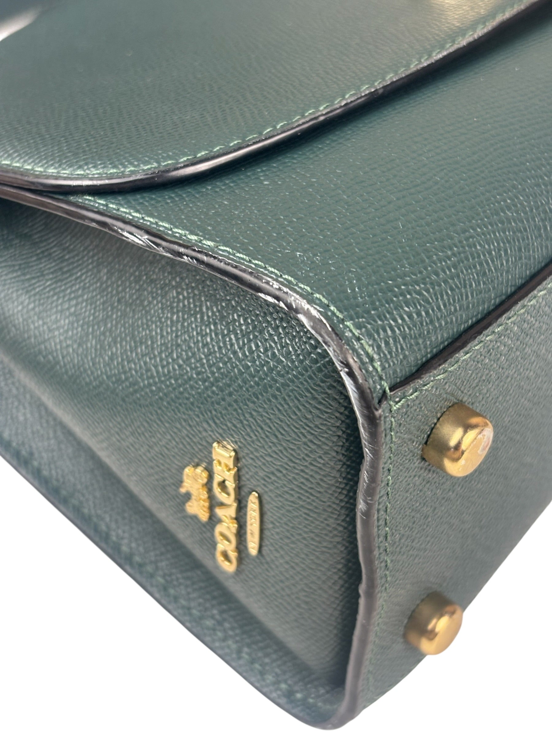 Coach Teal Crossgrain Leather Tilly Satchel 23 Two-Way Bag