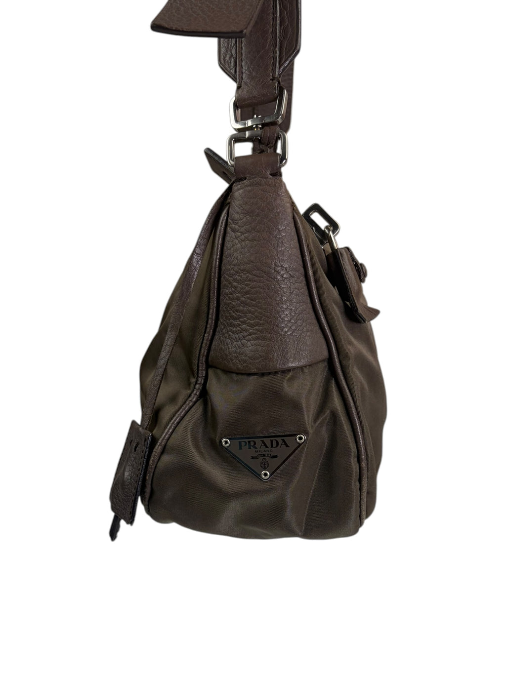 Prada Grey-Brown Taupe Tessuto Nylon Shoulder Bag
