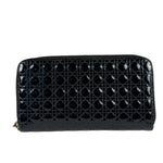 Christian Dior Black Patent Leather Zip-Around Long Wallet