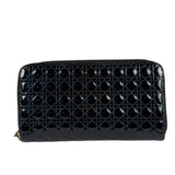 Christian Dior Black Patent Leather Zip-Around Long Wallet