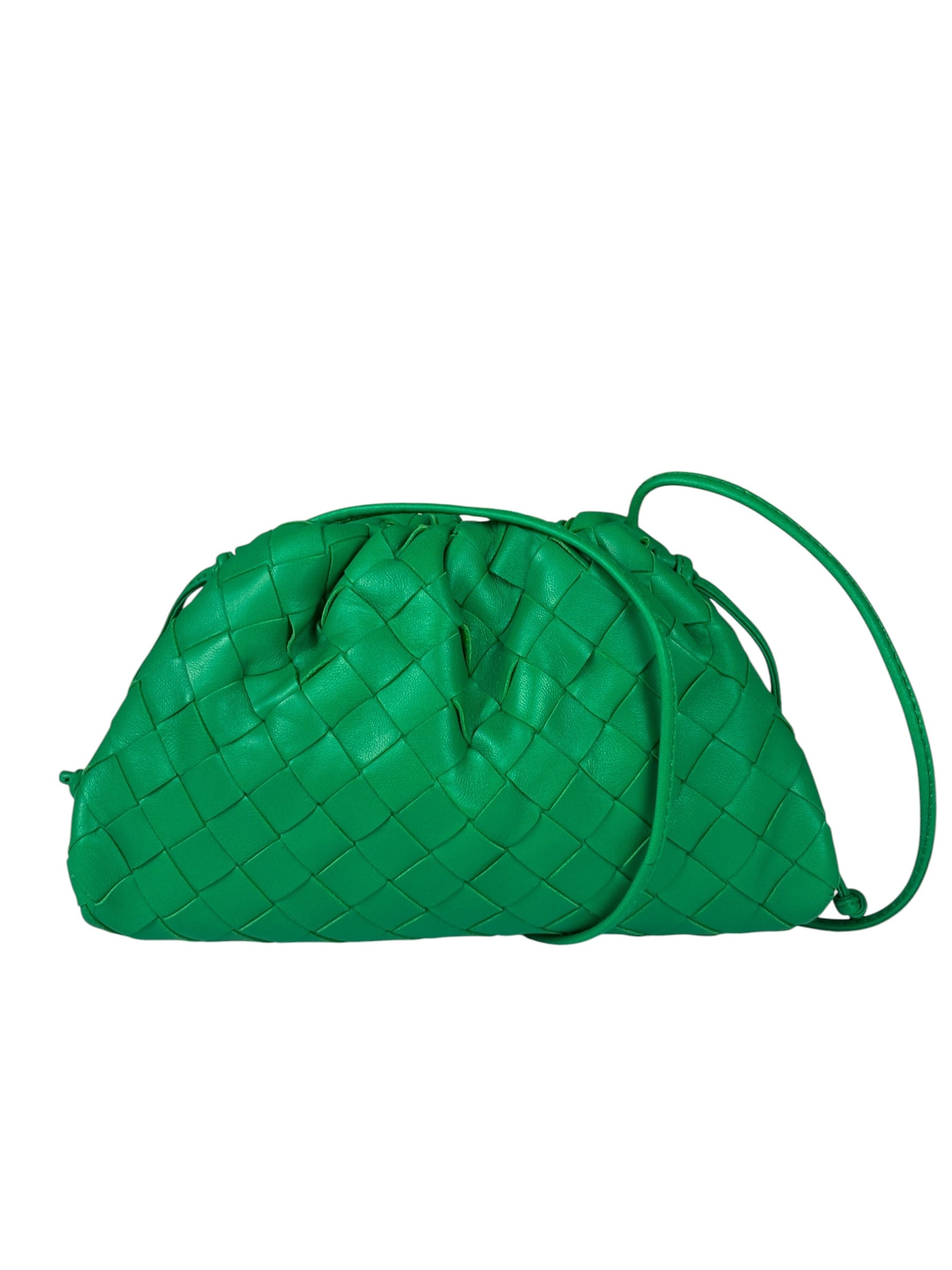 Bottega Veneta Green Leather Intercciato Small Crossbody