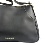 Gucci Black Leather GG Emblem Hobo Bag