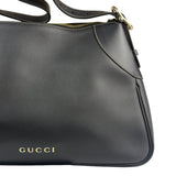 Gucci Black Leather GG Emblem Hobo Bag