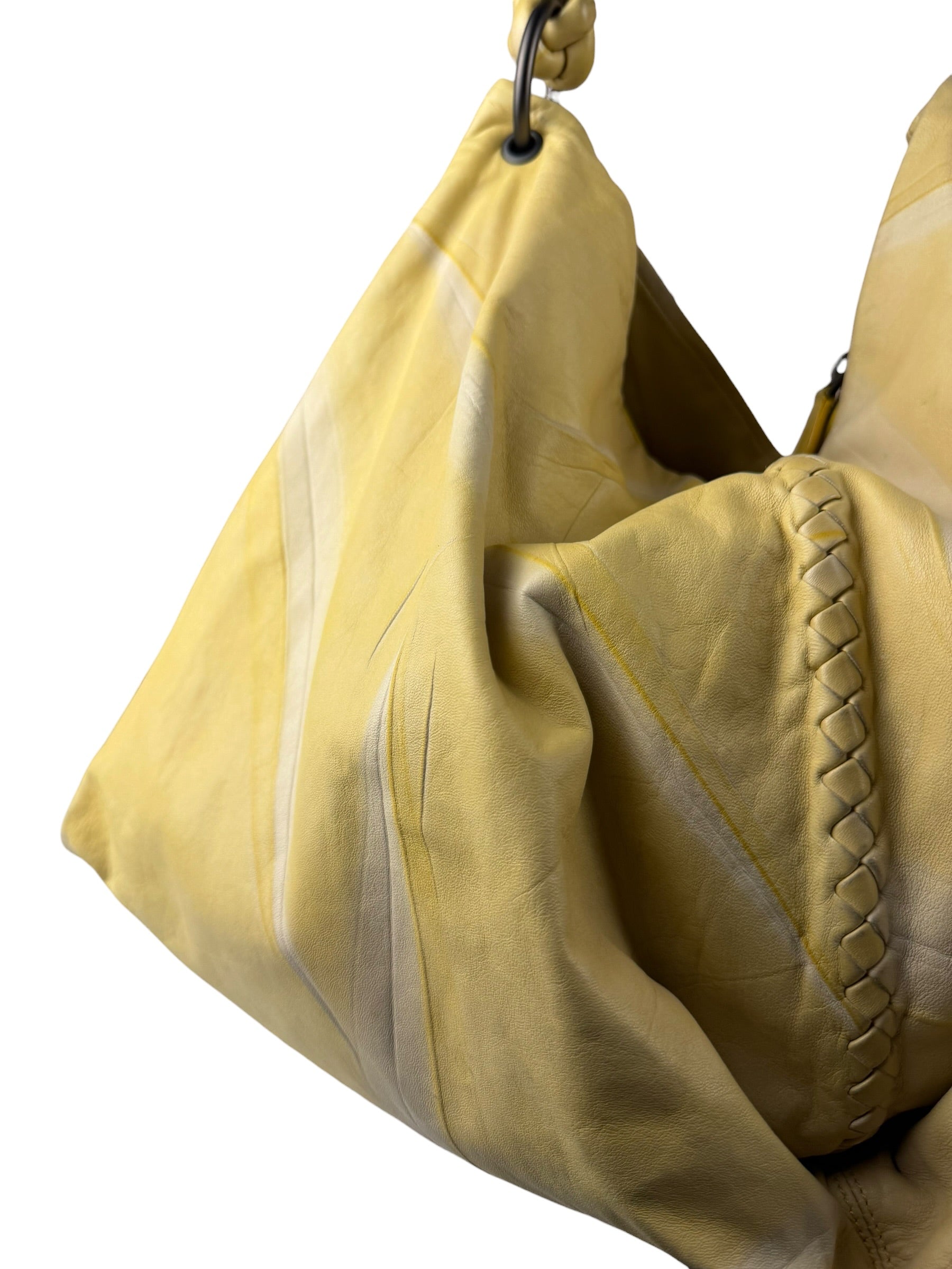 Bottega Veneta Yellow Calfskin Fortune Cookie Hobo
