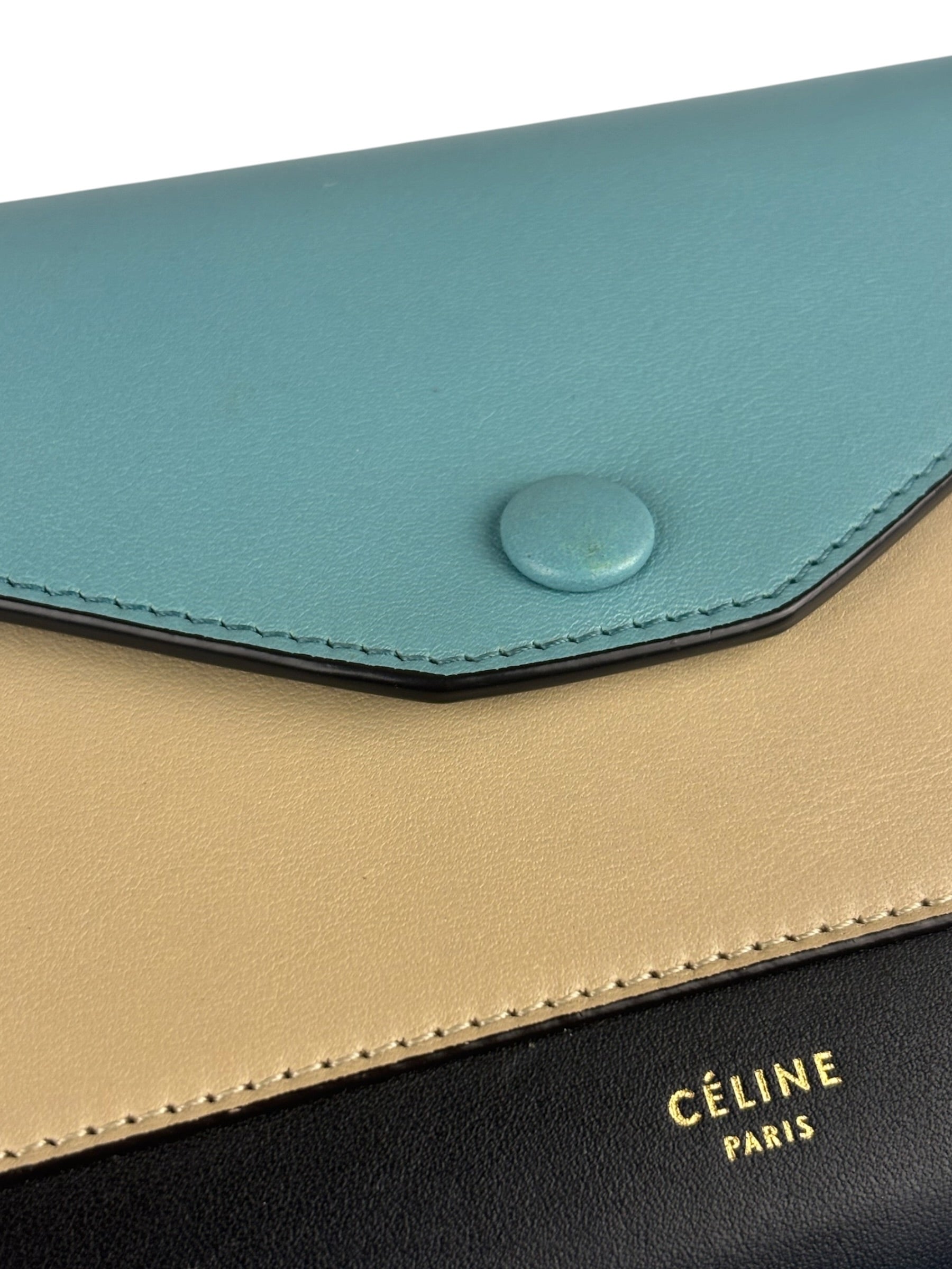 Celine Multi-Colored Leather Pocket Envelope Chain Wallet