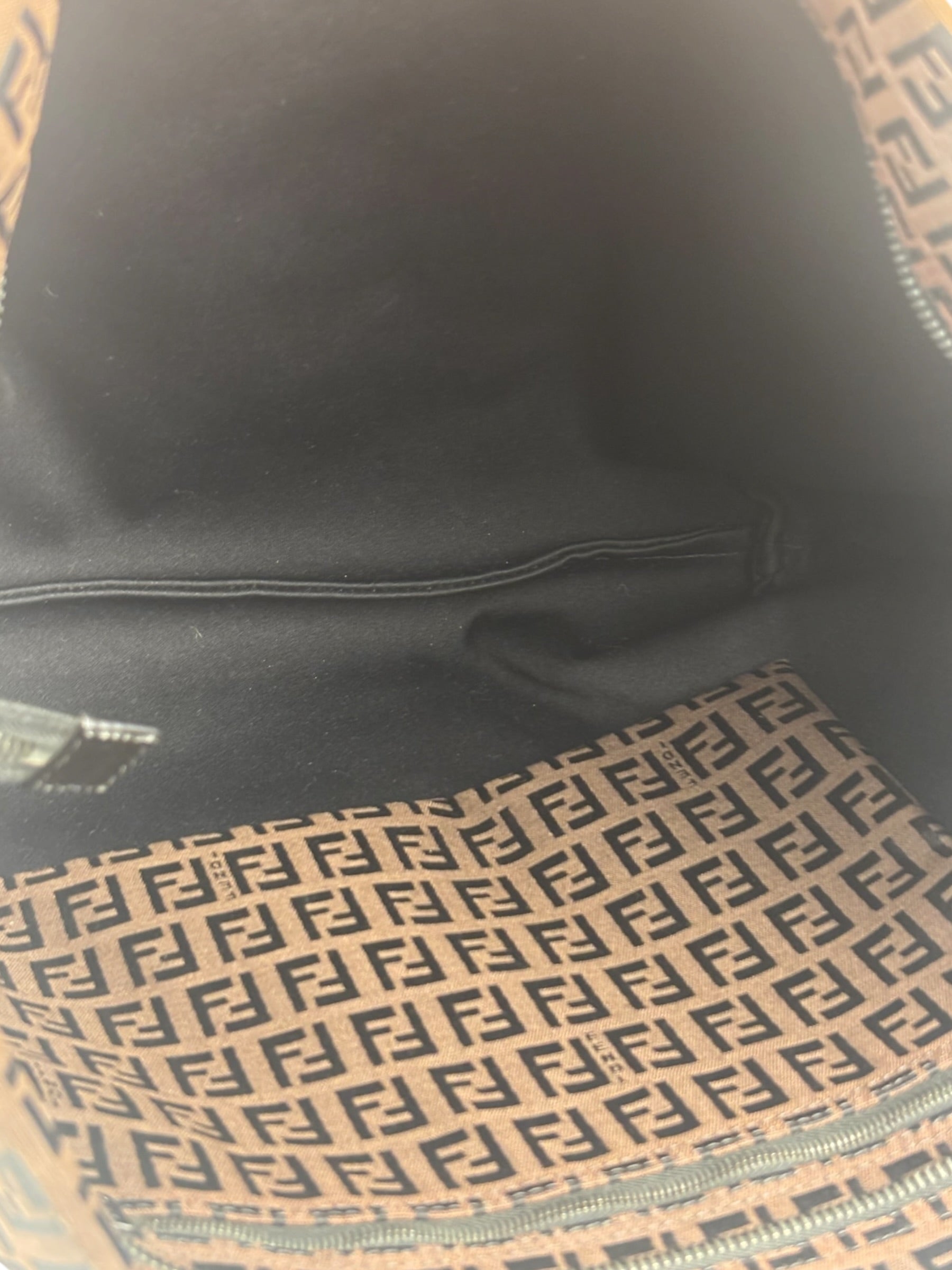 Fendi FF Vintage Brown Zucca Print Zip Shoulder Tote