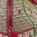 Christian Dior Vintage Beige/Brown Leather Trim Rasta Bowler Bag