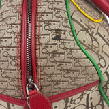 Christian Dior Vintage Beige/Brown Leather Trim Rasta Bowler Bag