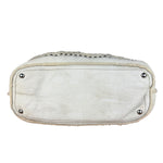 Prada Vintage White Studded Leather Shearling Bowler 2Way Bag