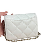Chanel Classic Flap Card Holder on Chain Quilted Caviar Black