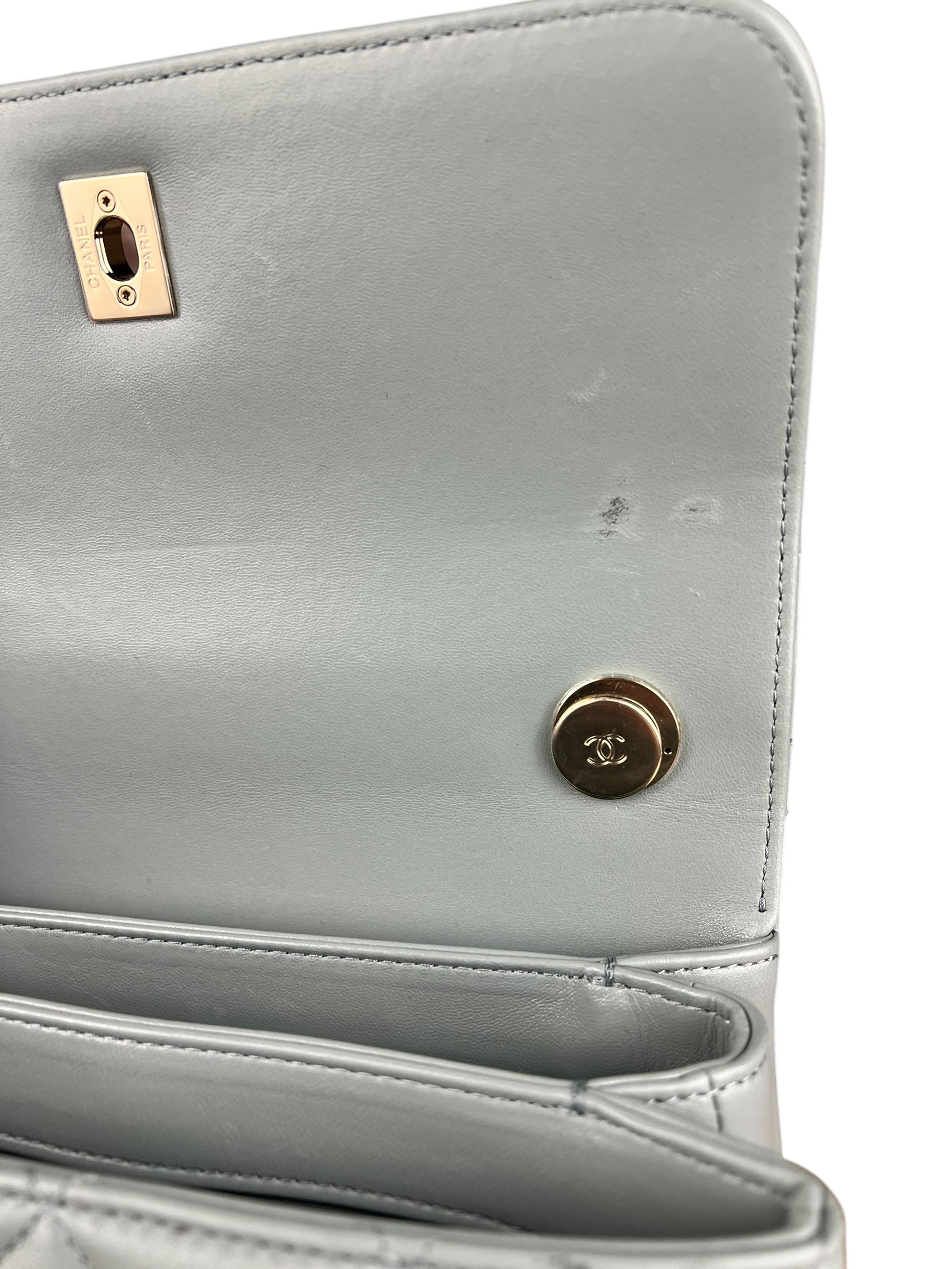 Chanel CC Trendy Blue Leather Flap Top Handle Bag