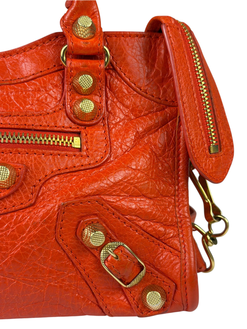 Balenciaga Red Leather Mini City Bag