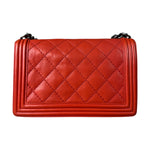 Chanel Quilted Stitch Red Leather Boy Bag 2014
