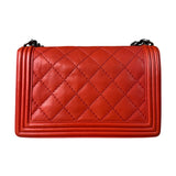 Chanel Quilted Stitch Red Leather Boy Bag 2014