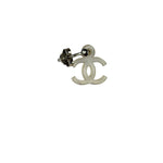 Chanel Silver-Tone Hoop CC Drop Earrings