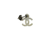 Chanel Silver-Tone Hoop CC Drop Earrings