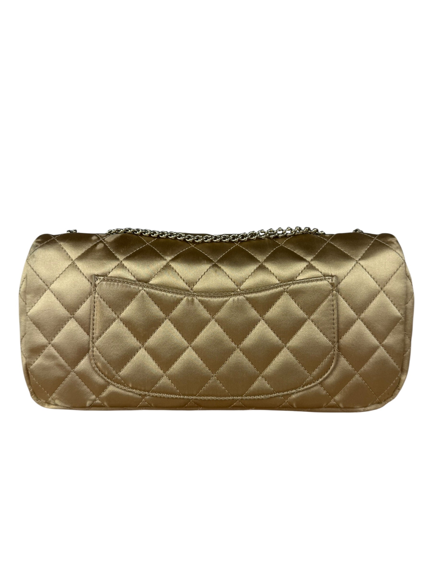 Chanel CC Limited Edition Gold Satin Quilted Flap Bag 2008