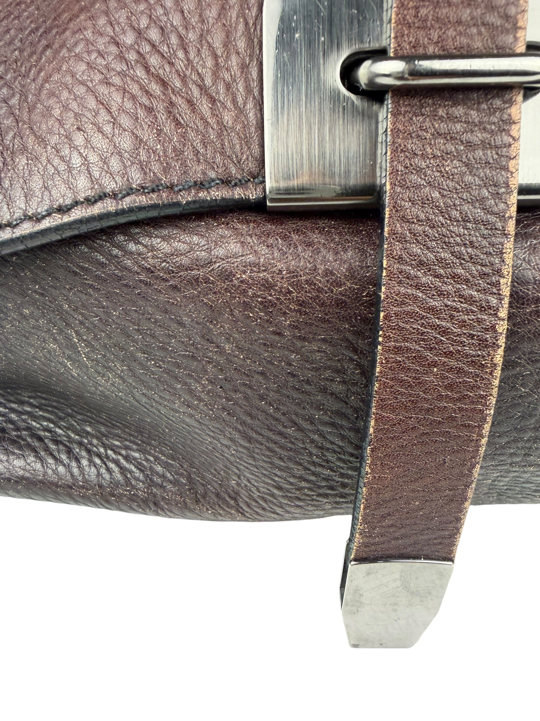 Prada Vintage Brown Leather Cervo Antik Messenger Bag