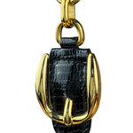 Gucci Vintage Leather/Metal Equestrain Stirrup Keychain