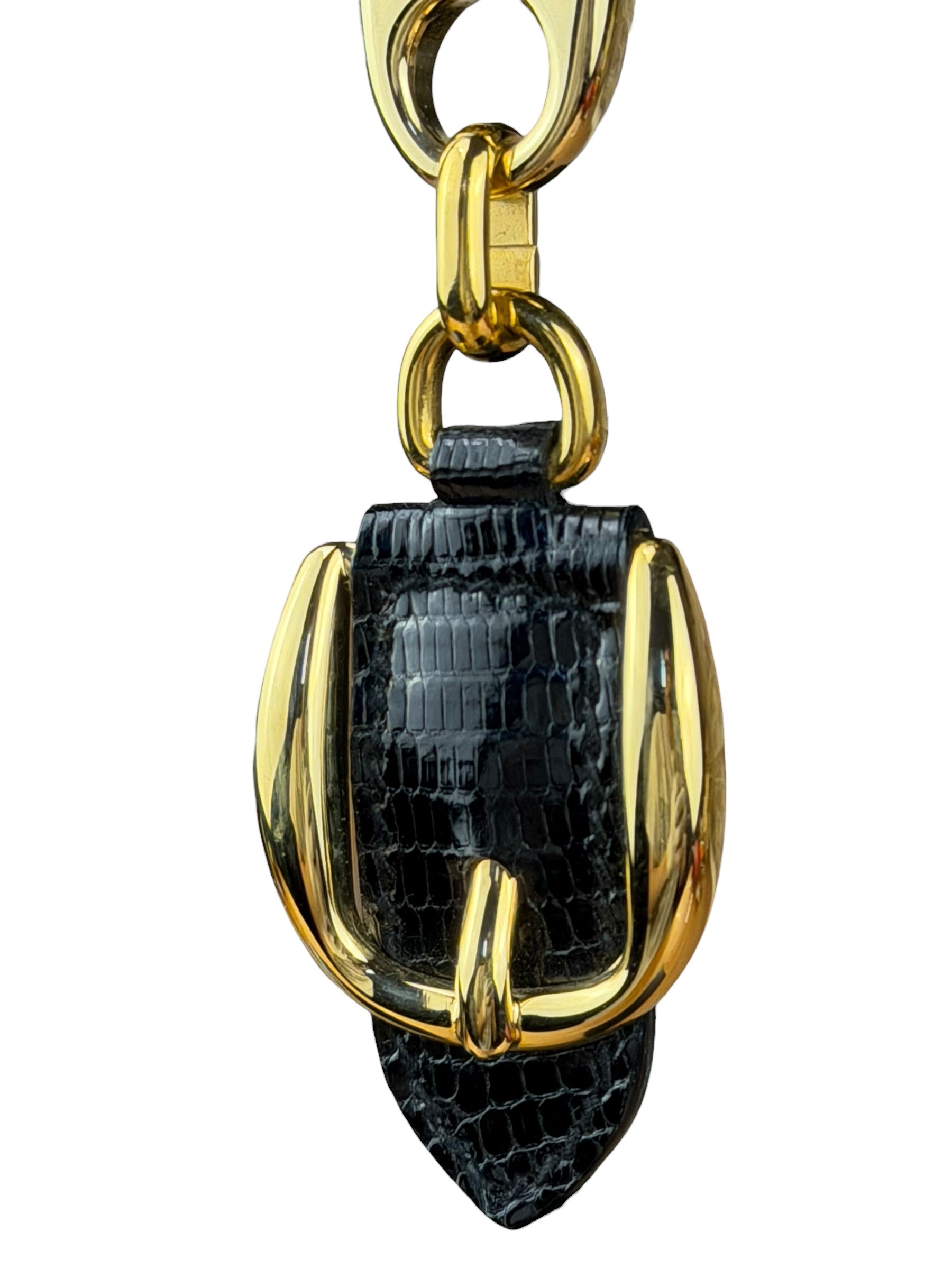 Gucci Vintage Leather/Metal Equestrain Stirrup Keychain