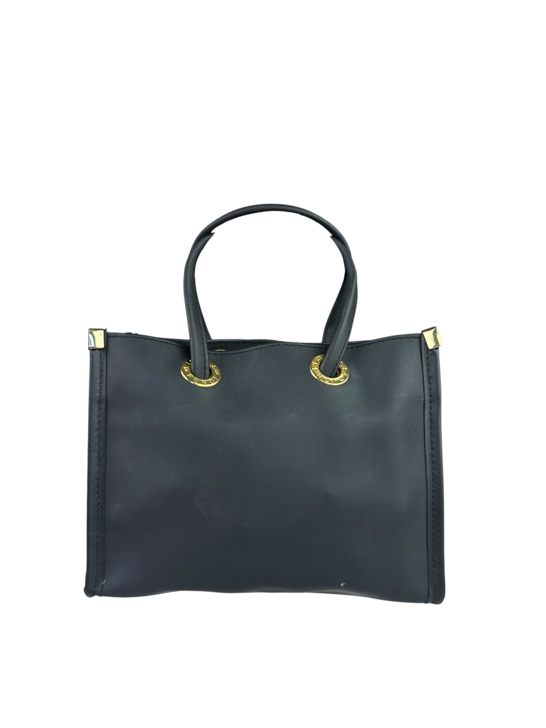 Fendi Black Rubber Mini Shoppers Tote