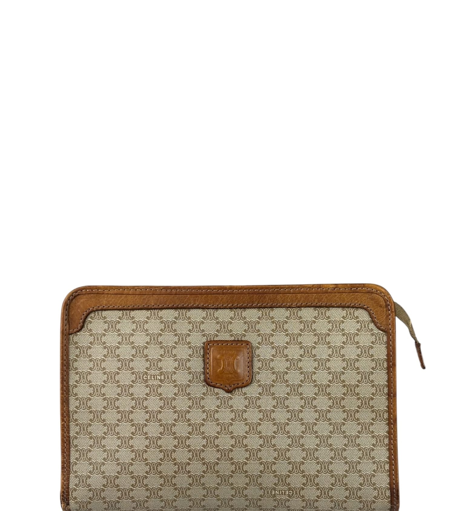 Celine Brown Leather Macadam Pouch