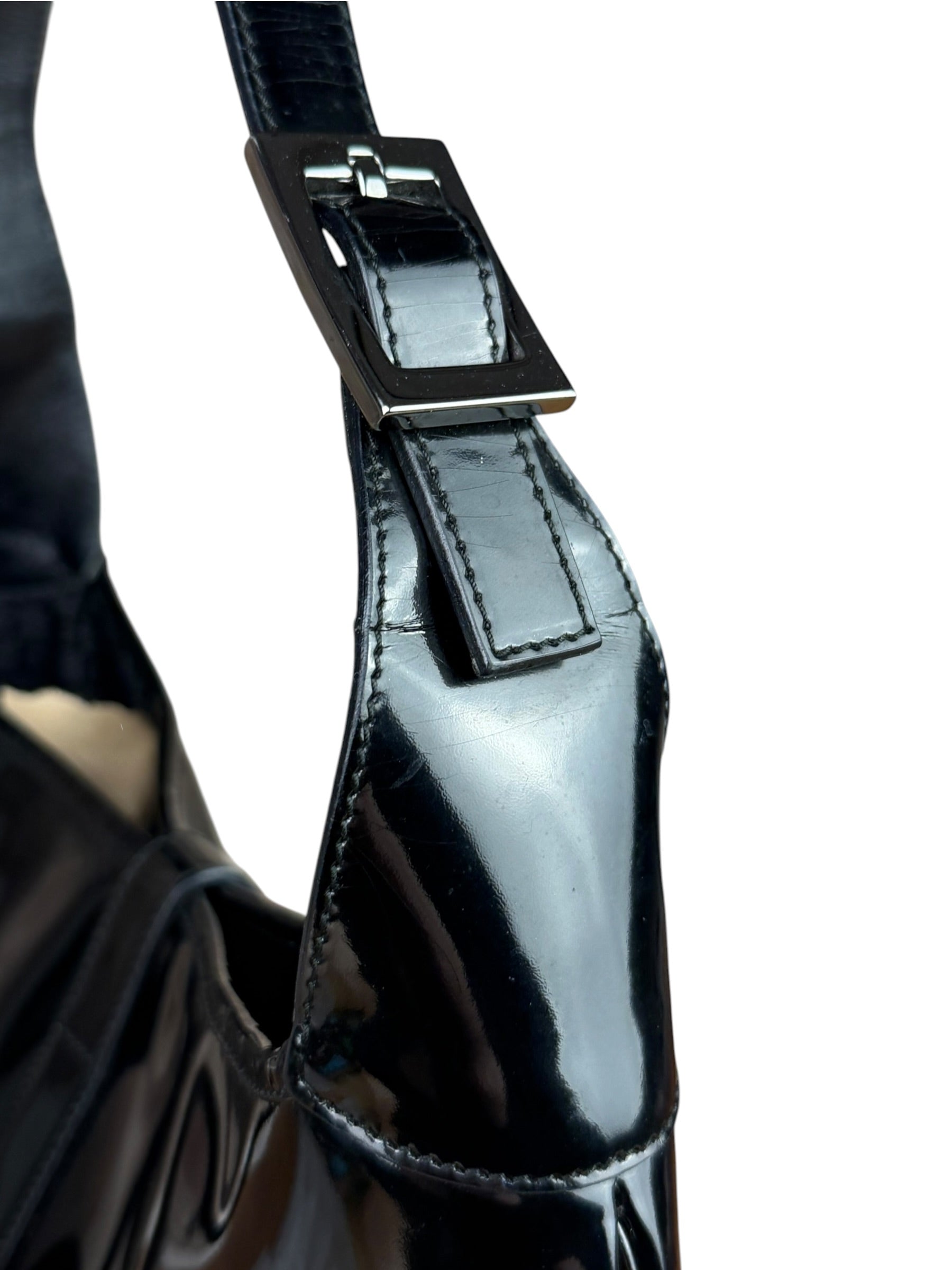 Gucci Vintage TF Black Patent Leather Jackie Hobo Bag