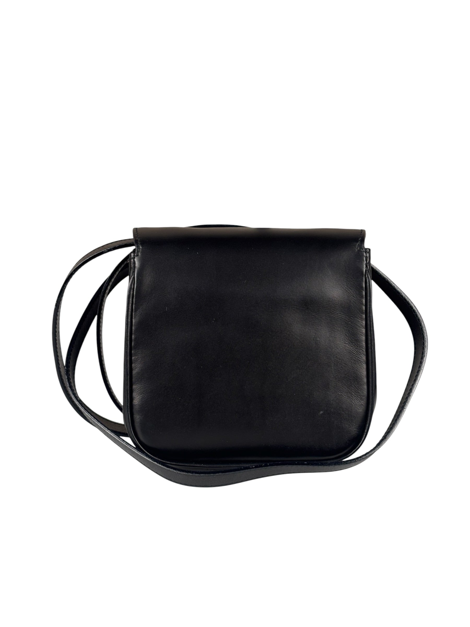 Ferragamo Black Leather Flap Mini Shoulder Bag