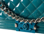 Chanel Teal Quilted Patent Leather Boy Flap Bag 2014