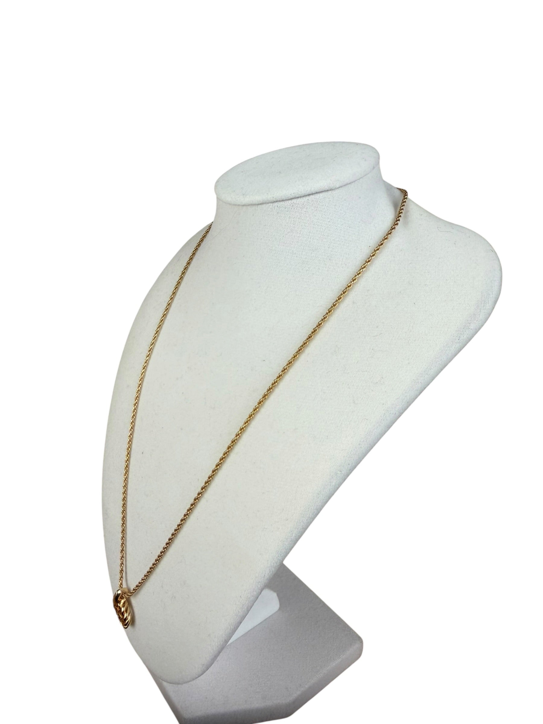 Christian Dior Rope-Twist CD Drop Motif Pendant Necklace